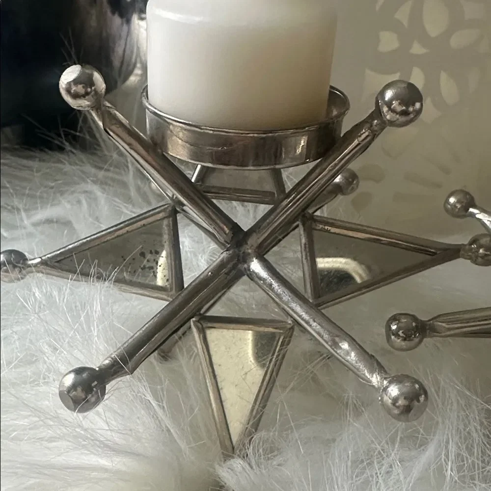 Pier 1 Antiqued Mirrored Glass Candleholders 2